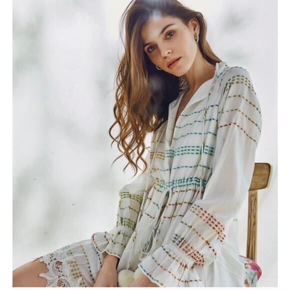 Hemant & Nandita Multicolor Thea Pom-Pom &‎ Lace Dress Size Small - Picture 1 of 15